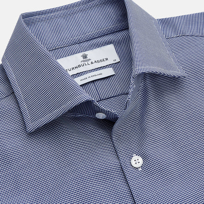 Navy Pattern Cotton Voile Tailored Fit Shelton Shirt Image 1