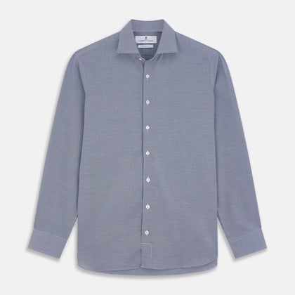 Navy Pattern Cotton Voile Tailored Fit Shelton Shirt