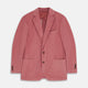 The Turnbull & Asser Pink Cord Bern Blazer features notch lapels, two brown buttons, three front pockets, and buttoned cuffs, showcasing Italian tailoring against a plain white background.