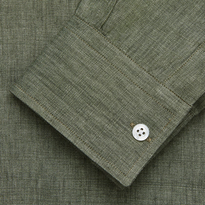 Sage Green Linen Weekend Fit Finch Shirt Image 1
