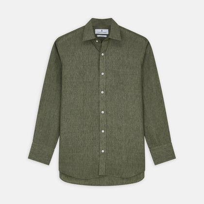 Sage Green Linen Weekend Fit Finch Shirt