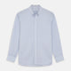 The Turnbull & Asser Pale Blue Multi Check Cashmerello Weekend Fit Hayne Shirt features a Dorset button-down collar, long sleeves, and front buttons. Shown laid flat on a white background.