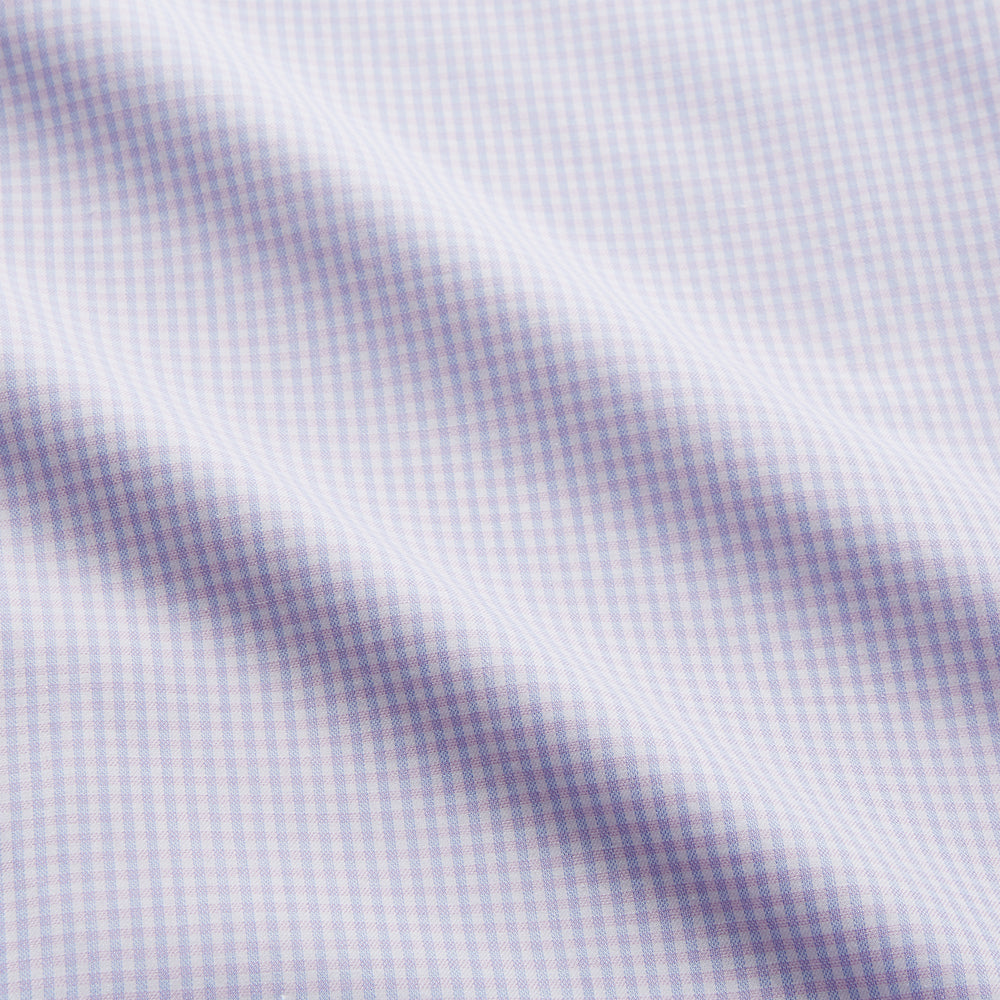 The Blue Multi Check Cashmerello Weekend Fit Hayne Shirt by Turnbull & Asser features long sleeves, a button-down front, Dorset collar, buttoned cuffs, and a blue check pattern, shown laid flat on a white background.