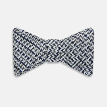 Blue Multi Puppytooth Silk Bow Tie