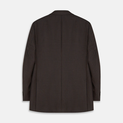 Brown and Navy Checked Wool Barrington Blazer Image 3