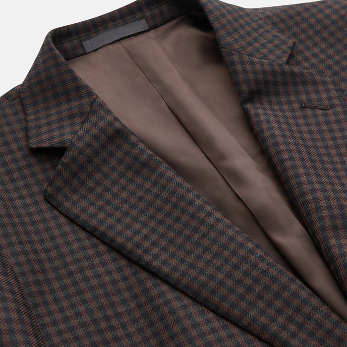 Brown and Navy Checked Wool Barrington Blazer Image 1