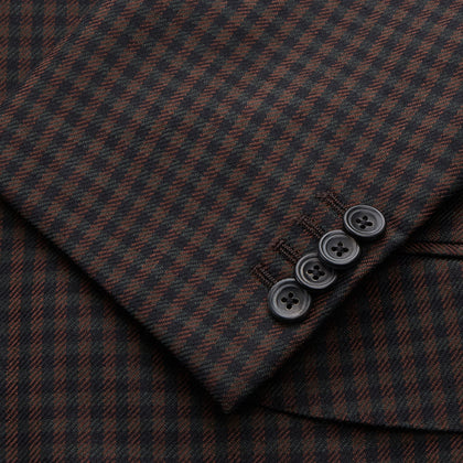 Brown and Navy Checked Wool Barrington Blazer Image 2