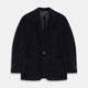 The Turnbull & Asser Navy Cord Bern Blazer, featuring notched lapels, a single button closure, two front pockets, and buttoned cuffs, exemplifies refined Italian tailoring and is shown laid flat on a white background.