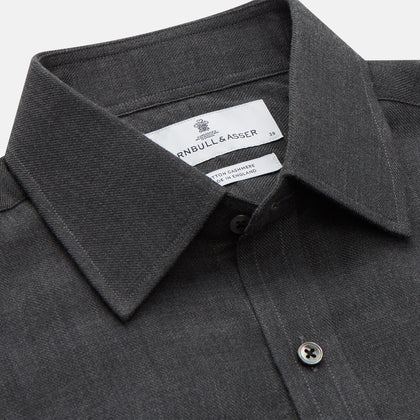 Charcoal Cotton and Wool Blend Regular Fit Mayfair Shirt Image 1