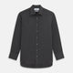The Turnbull & Asser Charcoal Cotton and Wool Blend Regular Fit Mayfair Shirt features a classic collar, front buttons, and buttoned cuffs—ideal for fans of timeless Mayfair shirts.