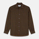 The Turnbull & Asser Blue, Yellow and Red Multi Check Wool Weekend Fit Finch Shirt is a men's long-sleeve button-up with a pointed collar and chest pocket, displayed on a plain white background.