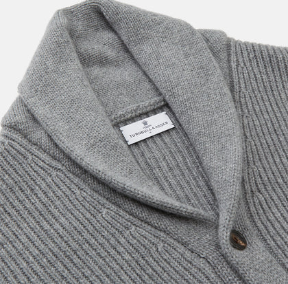 Grey Ribbed Cashmere Ainsley Cardigan Image 1