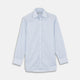 The Turnbull & Asser Blue Grouped Stripe Shirt features a T&A collar, double cuffs, and is displayed on a white background.