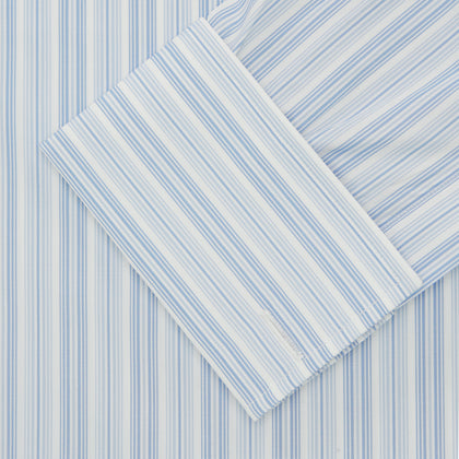 Blue & White Stripe Poplin Cotton Regular Fit Shirt with T&A Collar & Double Cuffs Image 1