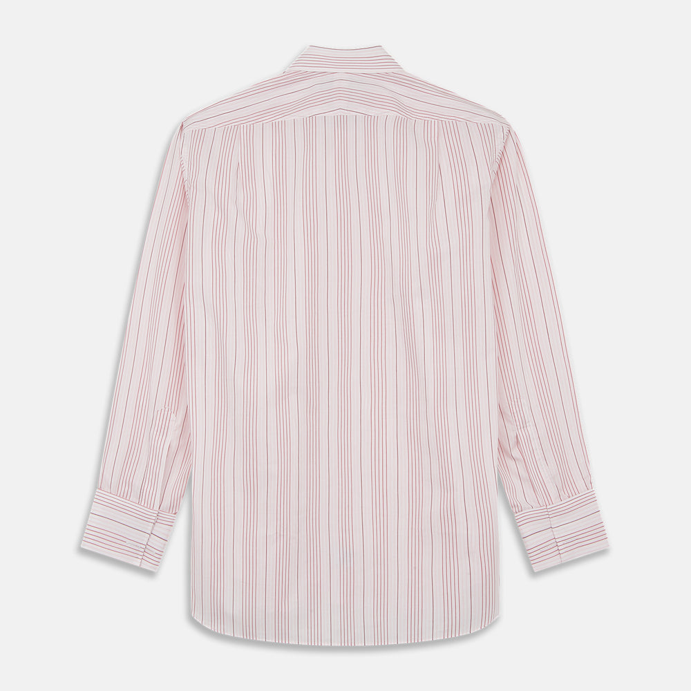 Turnbull & Asser Pink and White Stripe Twill Cotton Regular Fit Shirt with T&A collar and double cuffs, neatly displayed on a plain white background.