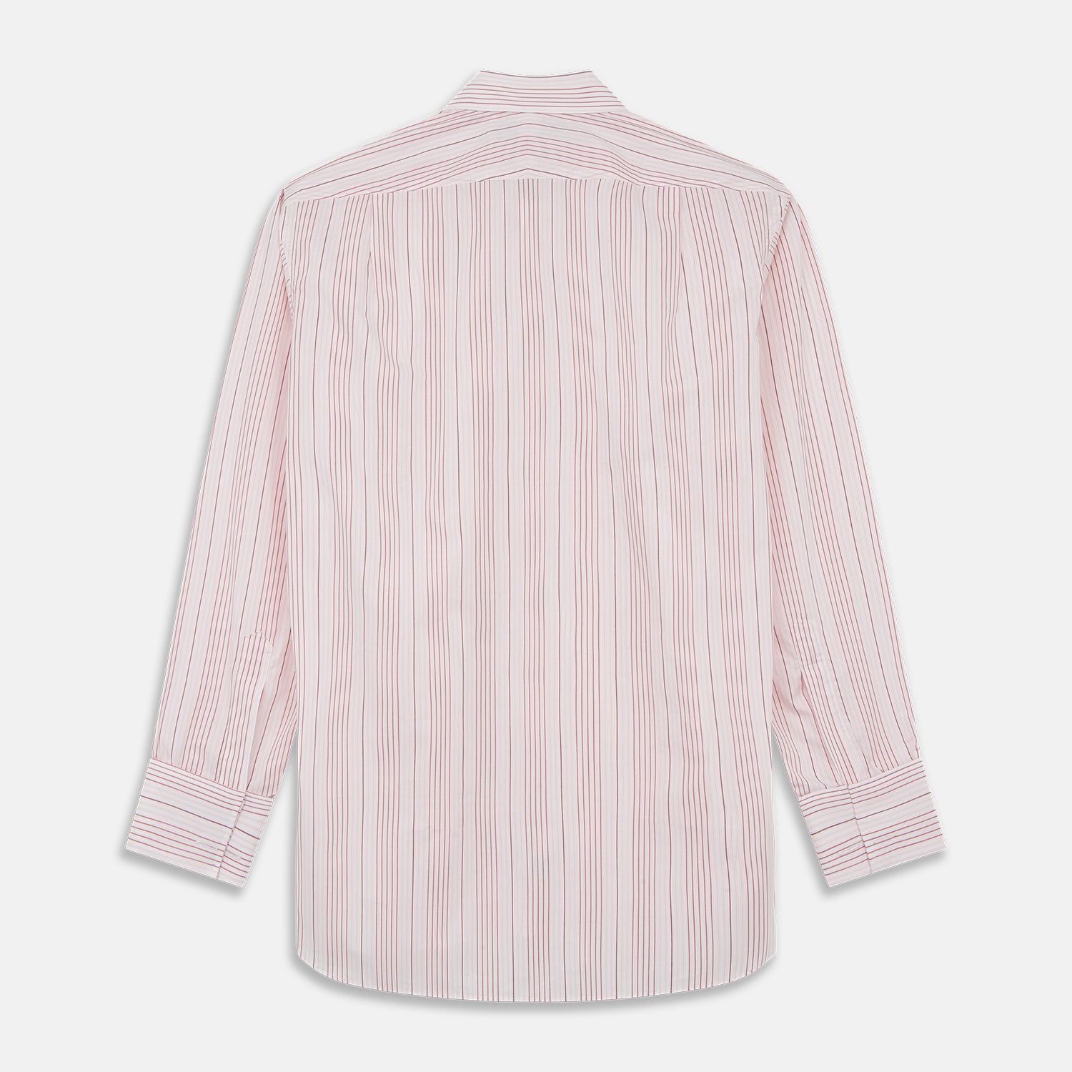 View 3 of product Turnbull & Asser Pink and White Stripe Twill Cotton Regular Fit Shirt with T&A collar and double cuffs, neatly displayed on a plain white background.