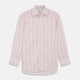 Turnbull & Asser Pink and White Stripe Twill Cotton Regular Fit Shirt with T&A collar and double cuffs, neatly displayed on a plain white background.