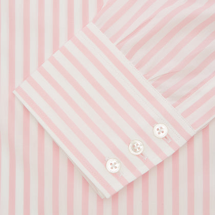 Pink & White Candy Stripe Poplin Regular Fit Shirt with T&A Collar & 3-Button Cuffs Image 1