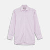 View 1 of product The Pink Rich Stripe Shirt by Turnbull & Asser features a T&A collar, 3-button cuffs, and soft Portland cloth with faint vertical stripes—luxuriously crafted and shown on a white background.