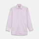 The Pink Rich Stripe Shirt by Turnbull & Asser features a T&A collar, 3-button cuffs, and soft Portland cloth with faint vertical stripes—luxuriously crafted and shown on a white background.
