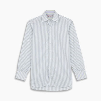 Yellow and Navy Small Stripe Shirt with T&A Collar and 3-Button Cuffs Image 3