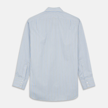 Blue And Yellow Stripe Poplin Cotton Regular Fit Shirt with T&A Collar and 3-Button Cuffs Image 3