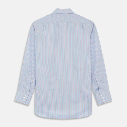 BlueÂ AndÂ Pink Stripe Poplin Cotton Regular Fit Shirt with T&A Collar and 3-Button Cuffs Image 3