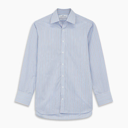 BlueÂ AndÂ Pink Stripe Poplin Cotton Regular Fit Shirt with T&A Collar and 3-Button Cuffs Image 4