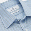View 2 of product Turnbull & Asser Blue And Green Check Poplin Cotton Regular Fit Shirt, featuring a T&A collar and 3-button cuffs, laid flat on a white background.
