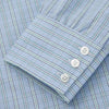 View 3 of product Turnbull & Asser Blue And Green Check Poplin Cotton Regular Fit Shirt, featuring a T&A collar and 3-button cuffs, laid flat on a white background.