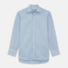 View 1 of product Turnbull & Asser Blue And Green Check Poplin Cotton Regular Fit Shirt, featuring a T&A collar and 3-button cuffs, laid flat on a white background.