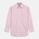 The Turnbull & Asser Pink Fine Check Shirt features superfine cotton Zephir, a T&A collar, and three-button cuffs, shown laid flat on a white background.