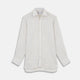 Turnbull & Asser's Yellow and Blue Ticking Stripe Linen Shirt features a POW collar and 3-button cuffs, displayed on a plain light gray background.