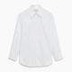 The Turnbull & Asser White Herringbone Tailored Fit Cotton Shirt features a long point collar, 2-button cuff, and button-down front, shown laid flat on a white background.