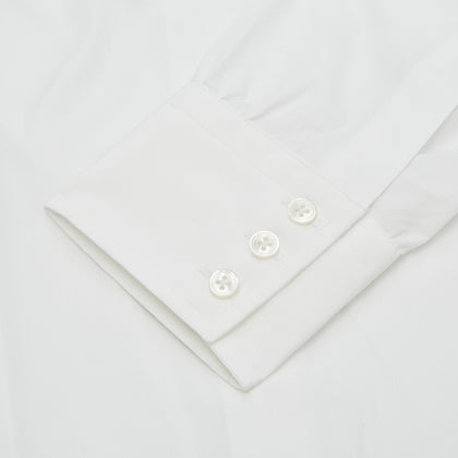 Plain White Regular Fit Cotton Shirt with Round Collar and 3-Button Cuffs Image 1