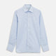 Turnbull & Asser Blue & White Twill Cotton Stripe Tailored Fit Shirt with Bury collar and 3-button cuffs, laid flat on a white background.