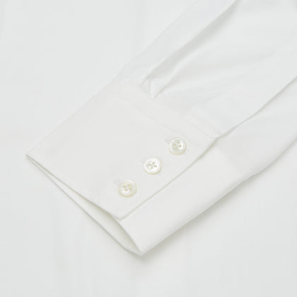 Plain White Oxford Tailored Fit Cotton Shirt with Bury Collar and 3-Button Cuffs Image 1