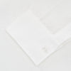 View 2 of product The Turnbull & Asser Cream Linen Weekend Fit Shirt features a Derby collar, 1-button cuffs, and single chest pocket, crafted from sustainable French linen. Shown laid flat on a white background.