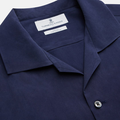 Navy Holiday Fit Silk Phillips Shirt with Revere Collar Image 2