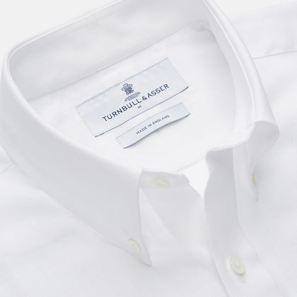 White Chambray Weekend Fit Shirt with Dorset Collar and 1-Button Cuffs Image 1