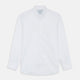 The Turnbull & Asser White Chambray Weekend Fit Shirt features a Dorset collar, 1-button cuffs, and a front pocket. Its clean design stands out against a plain white background—perfect for fans of classic Weekend Fit shirts.