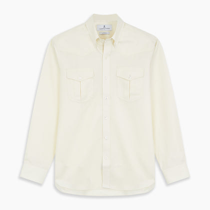 Cream Weekend Fit Larkin Shirt With Dorset Collar And 3-Button Cuffs Image 5