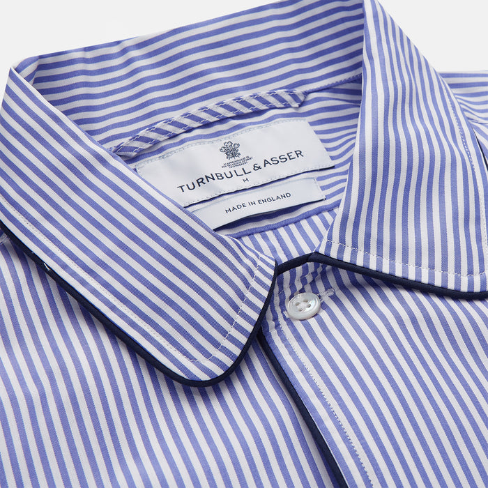 Blue Bengal Stripe Piped Cotton Nightshirt Image 1