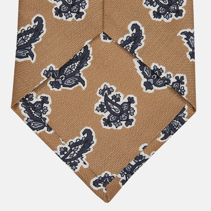 Toffee Paisley Floral Cotton Silk Blend Tie Image 2