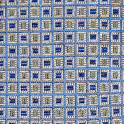 Blue and Yellow Geometric Silk Jacquard Tie Image 1