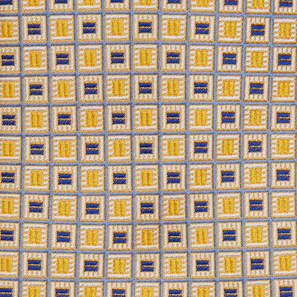 Yellow and Navy Geometric Silk Jacquard Tie Image 1