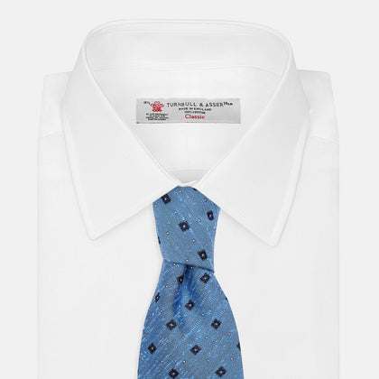 Dark Blue Fine Square Slub Silk Tie Image 3