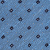 View 2 of product The Turnbull & Asser Dark Blue Fine Square Slub Silk Tie, featuring an elegant square pattern and subtle texture, is shown rolled-up against a plain white background.