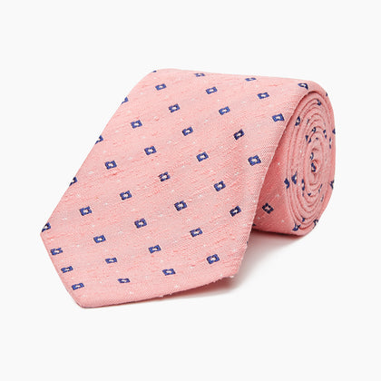 Pink Fine Square Slub Silk Tie Image 4
