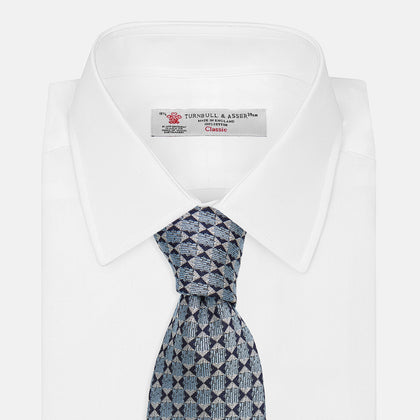 Chambray Blue Graphic Floral Silk Jacquard Tie Image 3
